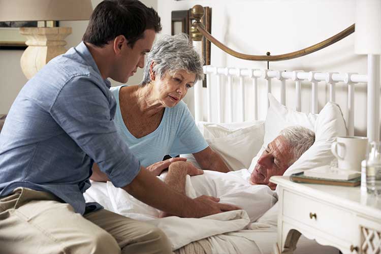 syringe driver family comforting patient